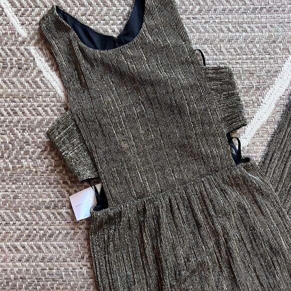 BCBGMAXAZRIA Metallic Cut out Evening Dress Sz Large - Picture 7 of 9